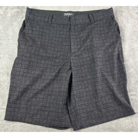 Nike Golf Tour Performance Men's 36 Dri-Fit Gray Plaid‎ Travel Shorts Tennis - Picture 1 of 13